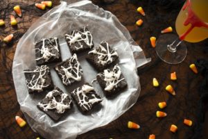 delicious spiderweb brownie treats are ready to be eaten