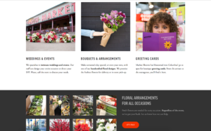 visuals on florist's website showing variety of service opportunities